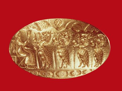 Anello con sigillo, da Tirinto da Mycenaean